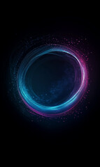 Abstract glowing circle with vibrant blue and pink hues against a dark background creates a captivating visual effect