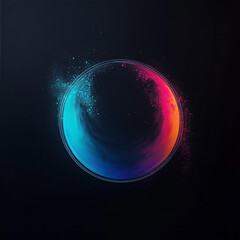 Abstract circular design with vibrant blue and orange color blending against a dark background