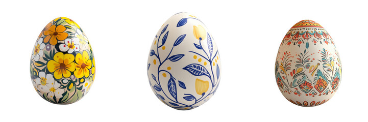 Set of Easter eggs isolated on transparent background 