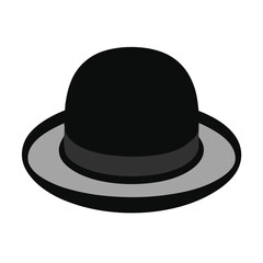 Black Bowler Hat Vector Illustration - Cartoon, Clipart & Line Art Design.eps