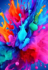 vibrant artwork of an explosion of ink drops in brilliant shades
