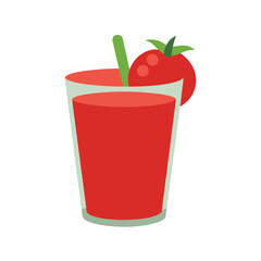 Tomato Juice in Glass Vector Illustration - Cartoon, Clipart, and Line Art Design.eps