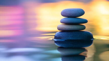Calm Stones on Water with Vibrant Background