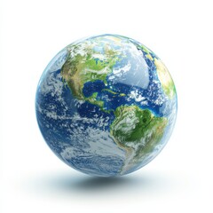 Global view of earth planetary perspective digital art high definition aerial view environmental awareness, isolated on white background