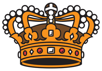 Golden Crown With Gradient Mesh, Vector Illustration