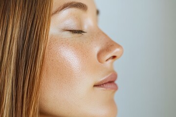 美しい肌を持つ女性の横顔が映える瞬間