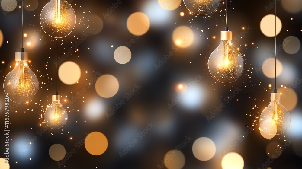 Poster a mesmerizing abstract bokeh background with warm, glowing lights creating a festive and magical atm