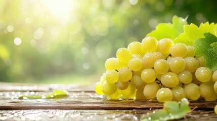 Fresh Grapes on Rustic Table with Morning Light