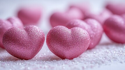 Fototapeta premium Pink Glitter Hearts Valentine's Day Greeting