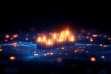 Fototapeta premium Dark Glowing Candles 3D Render