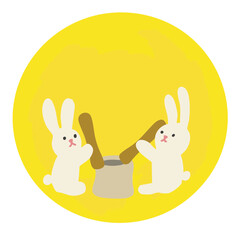 Two rabbits in a moon