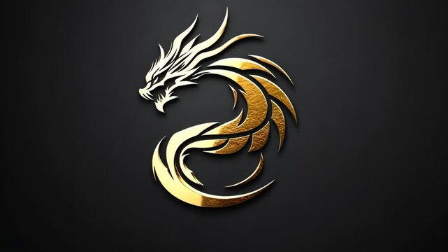 Golden dragon design with intricate details on a dark background ideal for artistic illustrations and branding