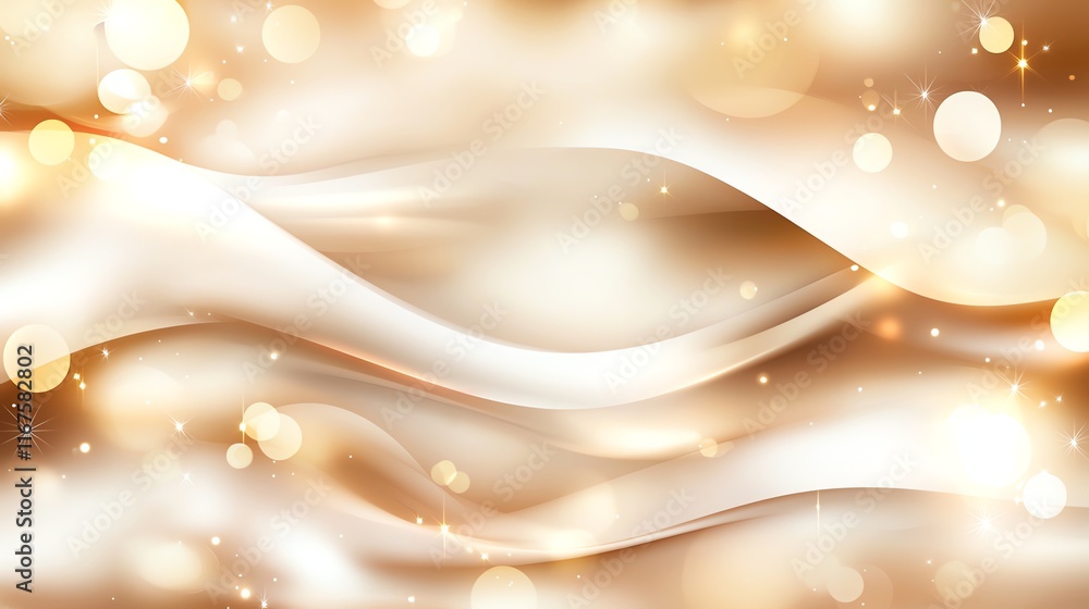 Poster elegant abstract background with shimmering golden waves and soft bokeh lights. perfect for festive,