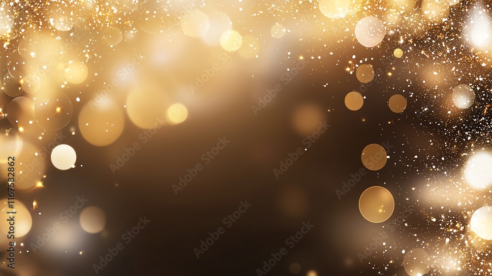 Poster a dazzling abstract background with golden bokeh lights creating a festive and magical atmosphere, p