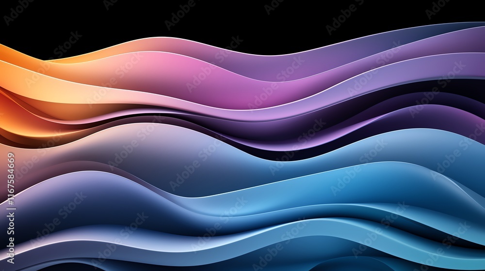 Poster colorful abstract waves form a striking visual pattern with gradients and flowing lines, creating a 