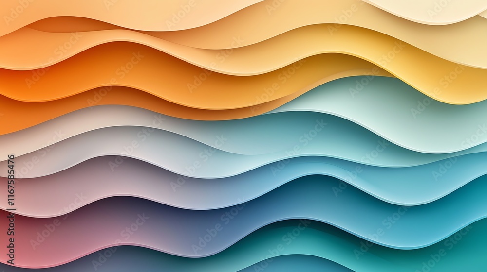 Poster abstract multicolored wave pattern creating a dynamic and visual effect
