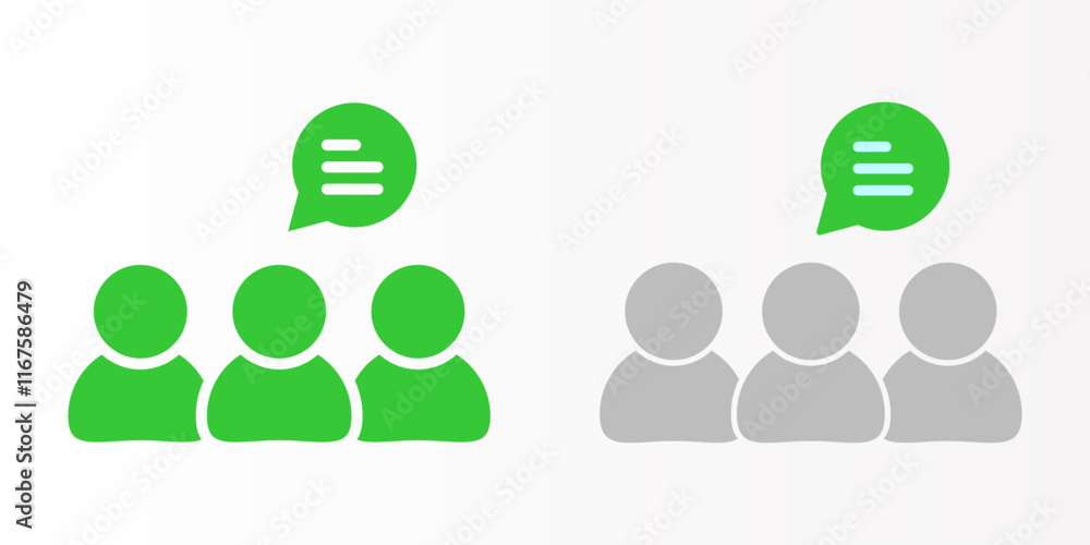 Poster speaking icon set. discussion sign. for mobile concept and web design. vector illustration on white 