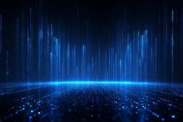 Blue Digital Rain Falling Lights Scene