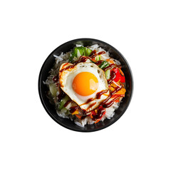 Bibimbap Bowl, fried egg on a plate