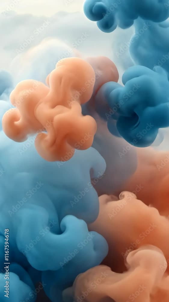 Poster colorful swirling clouds of blue and orange create a mesmerizing abstract effect in a soft backgroun