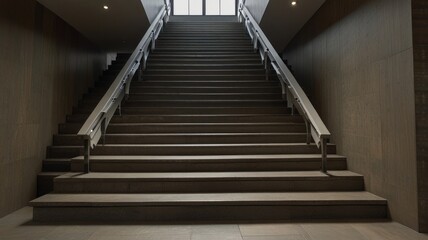 Obraz premium Modern indoor staircase with natural light from above.