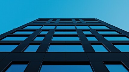 Modern Architectural Marvel: A Skyscraper's Blue Hour Ascent