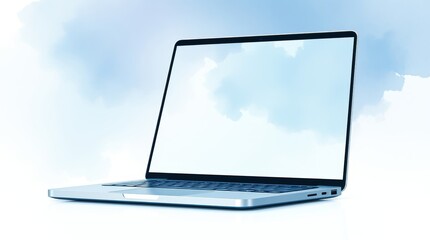 Fototapeta premium Laptop on abstract blue background