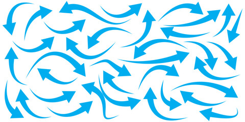 Set long blue curve arrow icon vector . blue curve arrow icon set. long arrow icon set. curve arrow vector illustration. flat style. arrow icon for your web site design, logo, app, UI. arrow indicated