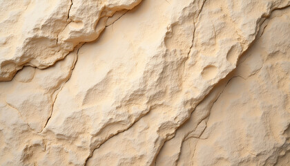 Obraz premium Textured beige rock surface with natural cracks, abstract design, artistic background, copy space