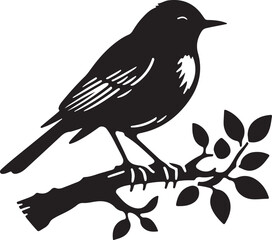  American Robin bird silhouette vector art illustration. American robin bird species vector design.