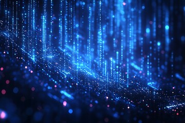 Blue Glowing Light Streams Network Pattern