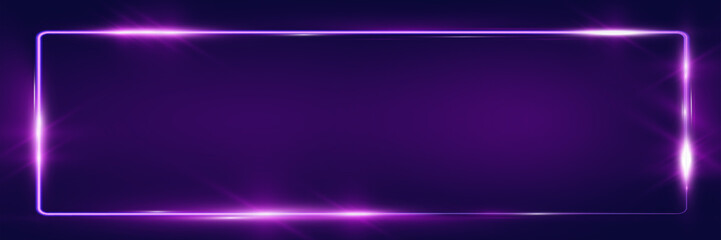 Purple neon glowing shapes on dark background, featuring a circle, rectangle, and vertical rectangle with light flares and soft gradients. Elegant futuristic light effects suitable for digital design.