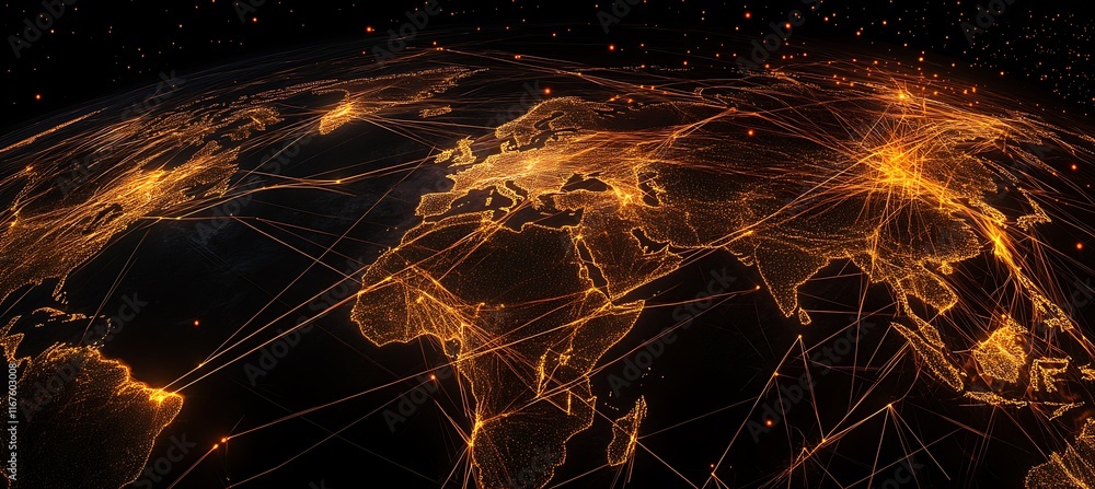 Poster An abstract representation of global connectivity with digital network lines and empty space for text 
