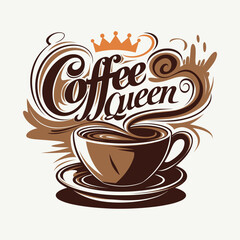 Coffee Queen typography ,calligraphy design
