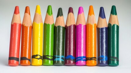 Naklejka premium Vibrant Crayon Array on a Clean Surface