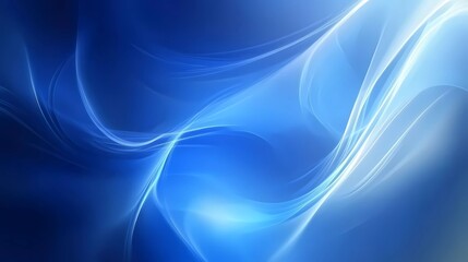 Abstract Blue and White Technology Background with Smooth Flowing Light Waves and Gradient Design