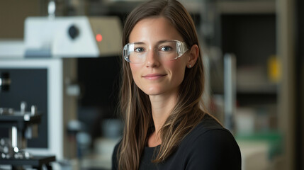 Advanced Researcher Using Lab Equipment with AI Interface