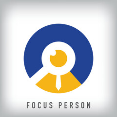 Unique focus person logo design. It has a linear design and flat style. vector flat style. suitable for company