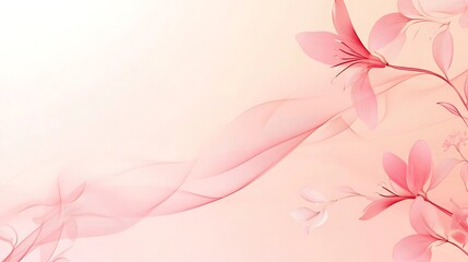 Delicate Pink Flowers and Abstract Waves Design