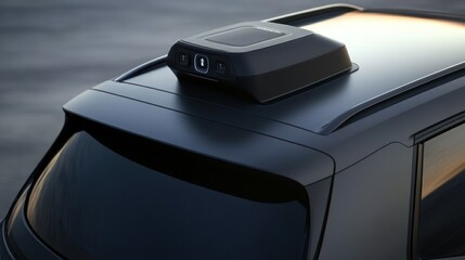 Autonomous Vehicle Technology: Lidar Sensor on SUV Rooftop