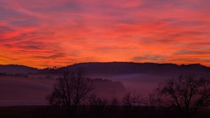 sunset in the mountains