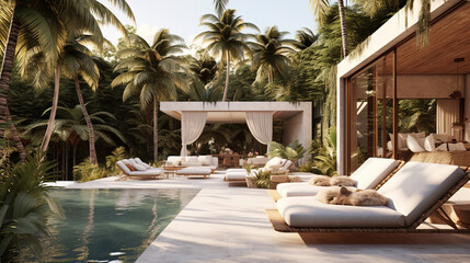 Obraz premium Tropical Luxury Villa with Stunning Pool and Cabana