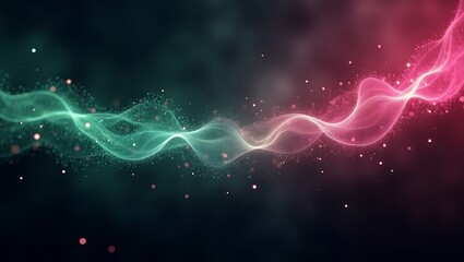 Obraz premium Abstract green and pink wavy gradient background. Generative Ai.