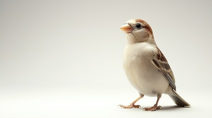 Bird observation captivating sparrow on white background wildlife photography minimalist environment close-up perspective