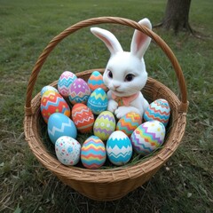 easter bunny with easter eggs