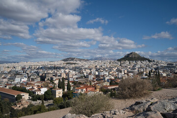 Panoramic View of Athens Cityscape from Acropolis Hill at Sunset"