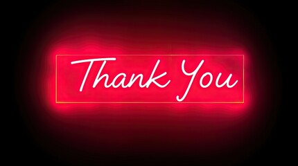 Obraz premium A striking neon sign displays the words Thank You in elegant script, creating a festive atmosphere during a Thank You Day celebration filled with appreciation