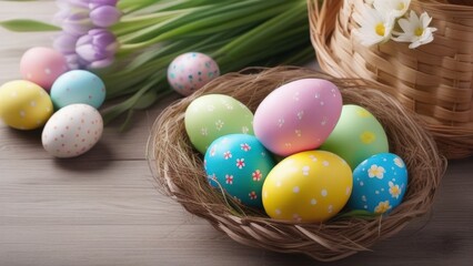 easter eggs in a basket