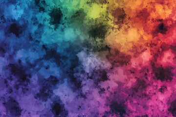 colorful abstract splatter pattern with bright rainbow hues and dark outlines 