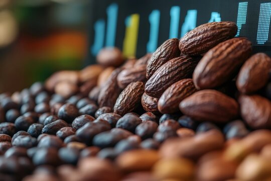 Cola nut prices rising according to stock market ticker display - Powered by Adobe